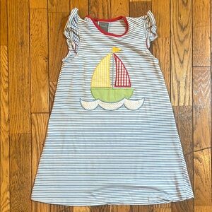 Casual Blue and Red Dress with Nautical Charm